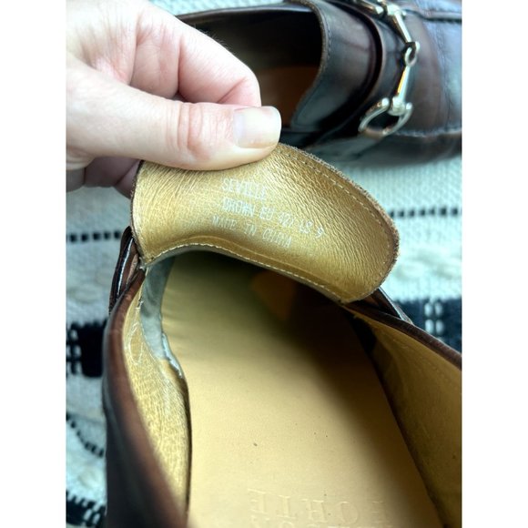 MAISON FORTE Seville Leather Horsebit Apron Toe Loafer Sz 9 Mahogany - Picture 11 of 11
